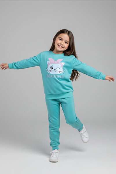 TOFİSA Σετ φόρμας για κορίτσια με στάμπα μέντας - 28175-MINT