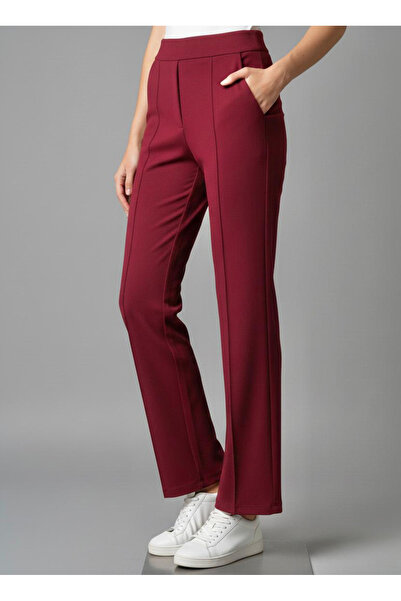 TOFİSA Παντελόνι Κρεπ με Κορδόνια και Τσέπες Βουργουνδίας - 28167-ΒΟΥΡΓΟΥΝΤΙ