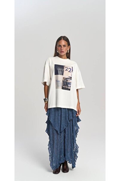 Mzr Collection KADIN ÖN BASKILI PAMUKLU T-SHIRTH