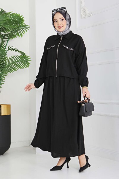 TOFİSA Set dublu cu fermoar Droplu Negru - 28220-NEGRU