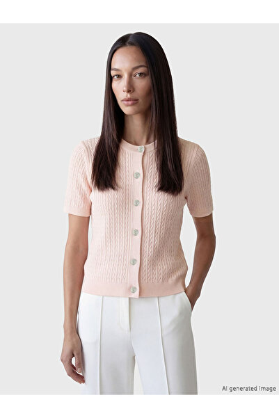 LC Waikiki Ροζ Ποδηλατική Ζακέτα Γυναικεία Πλεκτή Ζακέτα