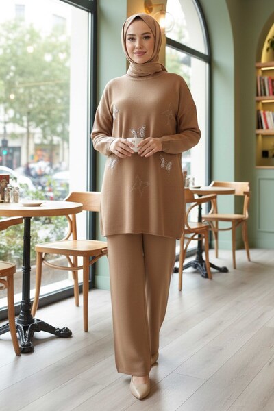 TOFİSA Set de tricotaje cu detalii din piatră fluture, din două piese, nurcă ...