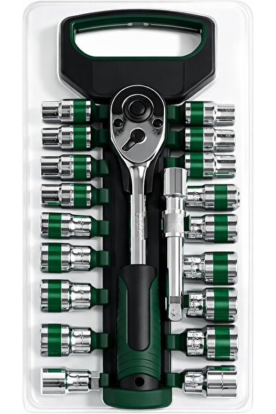 AutoFamily طقم مفاتيح ربط بمقبض سقاطة - مجموعة أدوات مفاتيح ربط فولاذية مع قض...