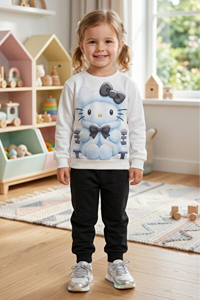 TOFİSA Παιδικό σετ πιτζάμες για κορίτσια με μαύρο σχέδιο και δύο κλωστές - 28...