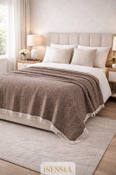 Isessia Miora Zigzak Patterned Double Bohemian Bedspread |   200 X 230 cm