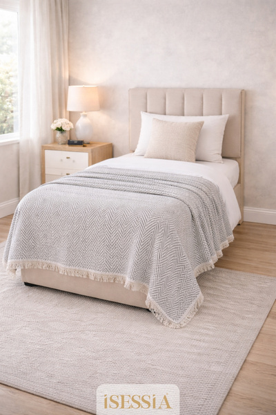 Isessia Miora Zigzak Patterned Single Bohemian Bedspread |   155 X 200 cm