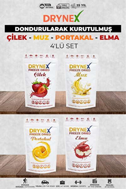 DRYNEX 4-Piece Fruit Set (Strawberry, Banana, Orange, Apple) |   Sugar-Free |...