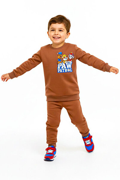 TOFİSA Σετ πιτζάμες για αγόρια με στάμπα και δύο κλωστές - 28193-KIREMIT