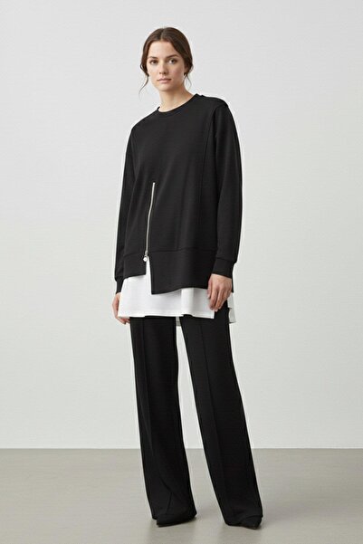 Puane Women's Zipper Detailed Tunic Pants Set 14438