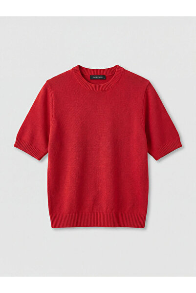 LC Waikiki Red bicycle collar women's knit sweater from gulis clothing