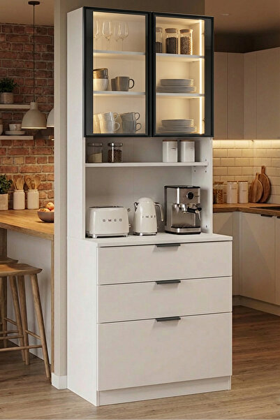 benim odam Diva Çok Amaçlı Ledli Cam Kapaklı 3 Çekmeceli Kahve Köşesi Mutfak ...