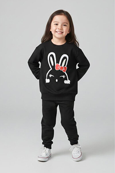 TOFİSA Κοριτσίστικο σετ πιτζάμες με μαύρο σχέδιο - 28177-ΜΑΥΡΟ