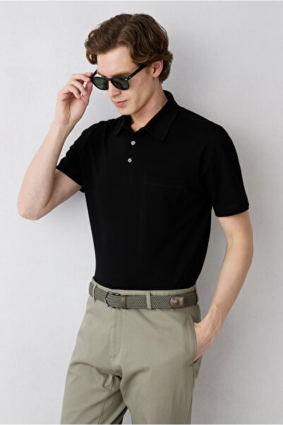 Kiğılı Regular Fit Cotton Buttoned Pocket Polo Collar T-Shirt