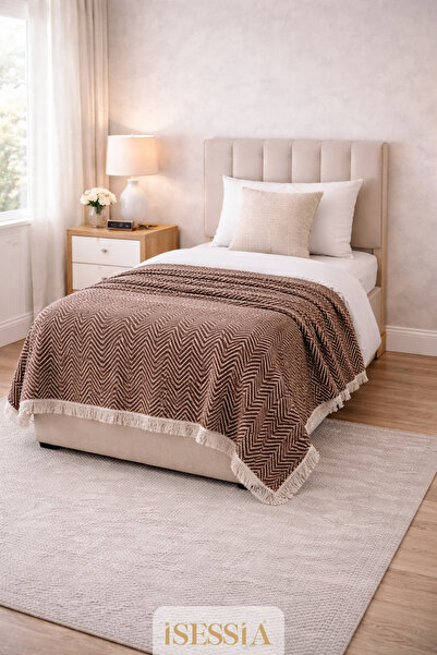Isessia Miora Zigzak Patterned Single Bohemian Bedspread |   155 X 200 cm