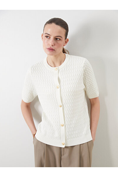 LC Waikiki Cardigan de damă din tricot, cu guler rotund, cu model, cu mânecă ...