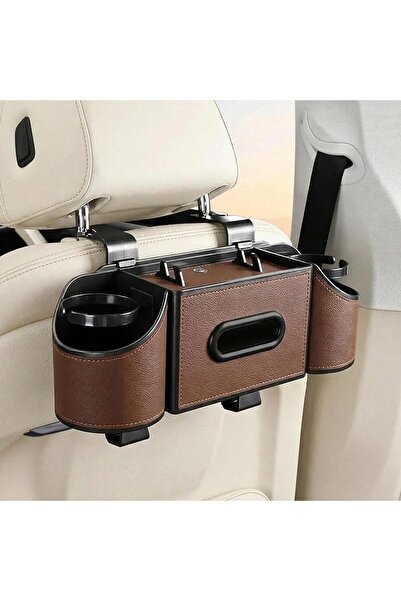 AutoFamily Car Back Seat Organizer with Cup Holders & Tissue Box