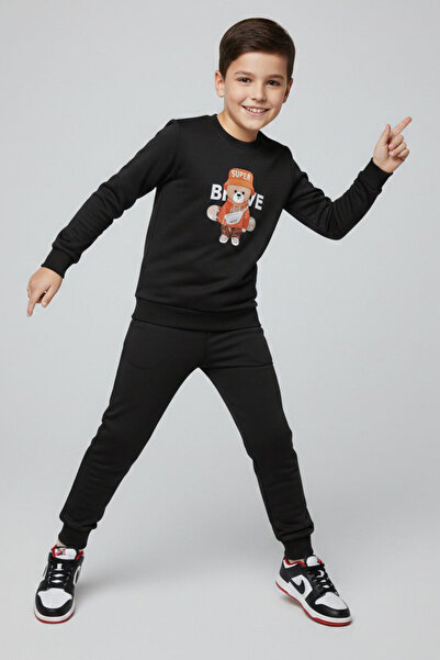 TOFİSA Σετ πιτζάμες για αγόρια με μαύρο σχέδιο και δύο κλωστές - 28231-ΜΑΥΡΟ