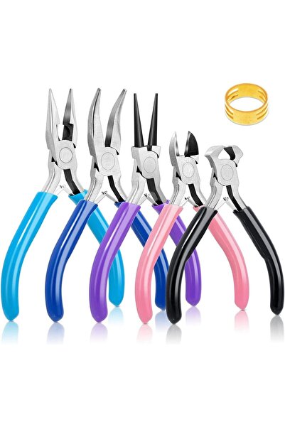 Arabest 5-Pack Jewelry Making Pliers Set, Needle Nose Round Nose Chain Nose B...
