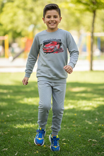 TOFİSA Σετ πιτζάμες για αγόρια με γκρι στάμπα και δύο κλωστές - 28232-GRI