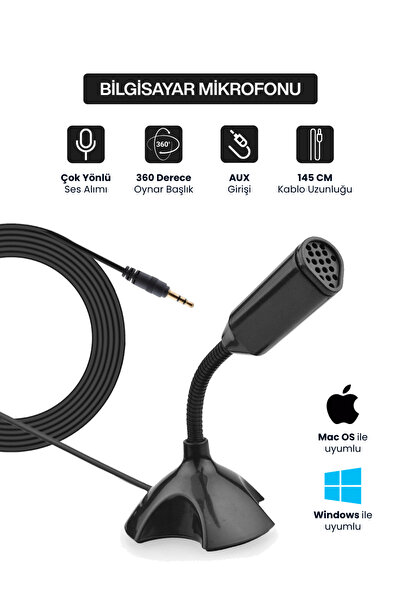 Concord ميكروفون سطح المكتب متوافق مع أجهزة الكمبيوتر المحمولة مع رأس متحرك م...