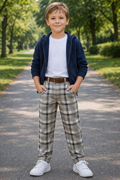 ALEXANDERGARDI Adjustable Waist Square Patterned Baby and Kids Pants