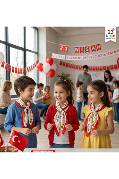 tuaipek 23 NİSAN ÇOCUK BAYRAMI TEMALI ÇOCUK FULAR 30x85 cm