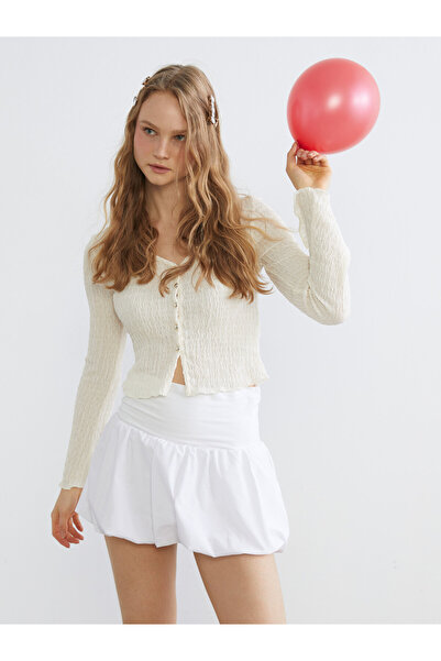 LC Waikiki V Neck Textured Women's Cardigan