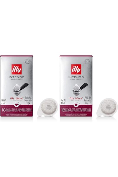 illy Coffee, Roasted INTENSO in E.S.E. Pods - 1 Box of 18 Pods (Pack of 2)