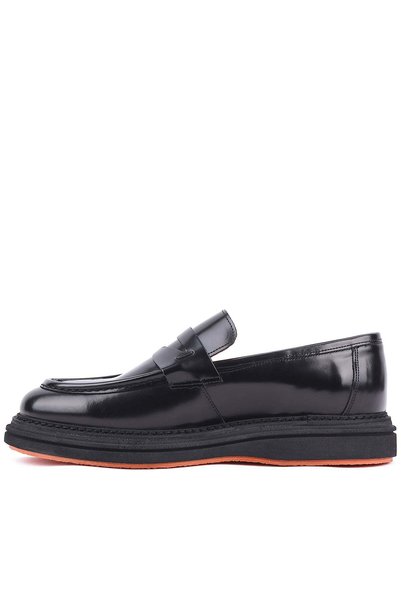 Shoetyle - Black Genuine Leather Laceless Men's Casual Shoes 250-2575