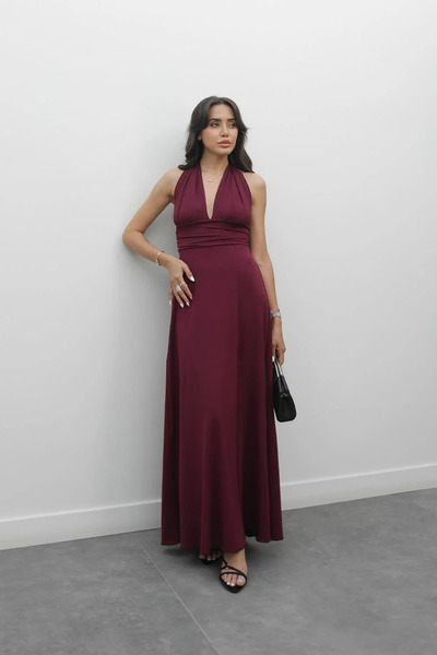 Sorridi Halter Neck Backless Long Slit Dress