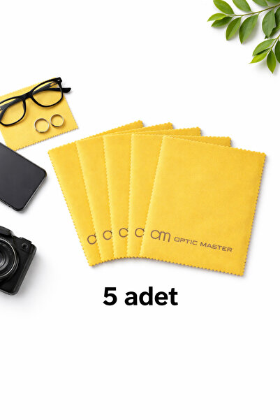 Optic Master Glasses Cleaning Cloth Microfiber Cloth 15X18 cm 5 Pieces Yellow