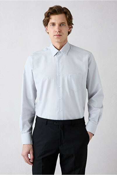 Kiğılı Long Sleeve Regular Fit Classic Collar Pocketed Patterned Cotton Shirt