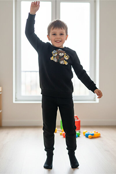 TOFİSA Παιδικό σετ πιτζάμες για αγόρια με μαύρο σχέδιο και δύο κλωστές - 2827...