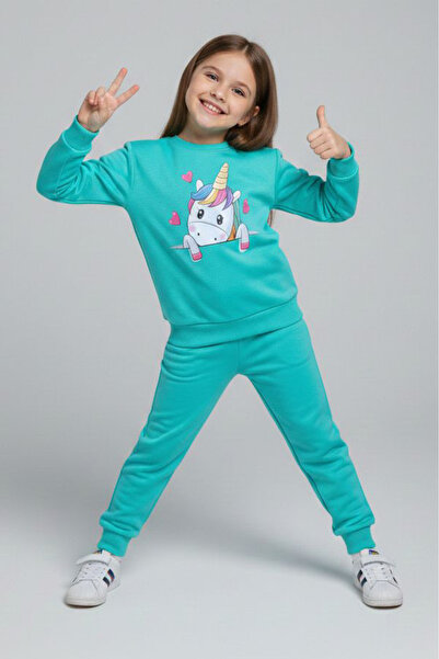 TOFİSA Σετ φόρμας για κορίτσια με στάμπα μέντας - 28176-MINT