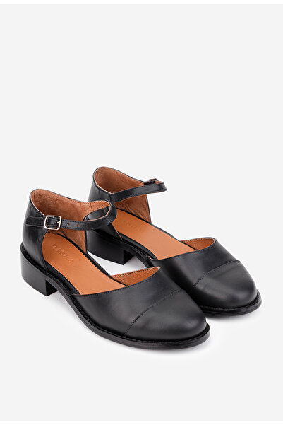 Dasha Pantofi dama negri din piele naturala decupati pe laterale