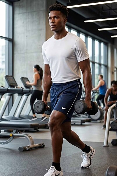 Nike Pantaloni scurți pentru antrenament și alergare, albastru marin, cu buzu...