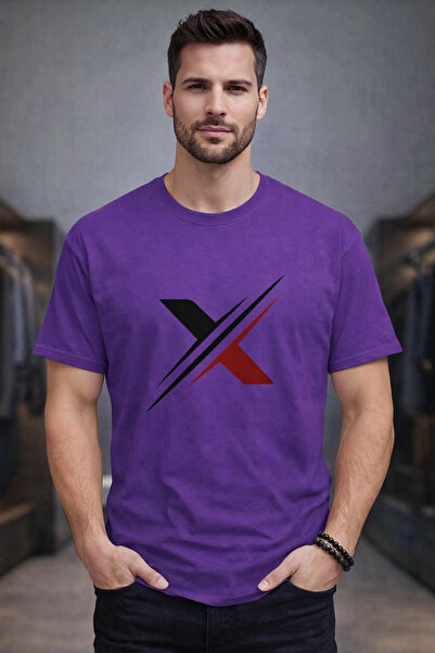 VODEXA Tricou oversize unisex cu imprimeu X SIGN, 100% bumbac, croială confor...