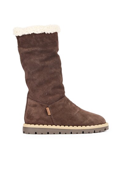 BUENO Shoes Brown Dark Suede Women's Flat Boots 01Wf3906