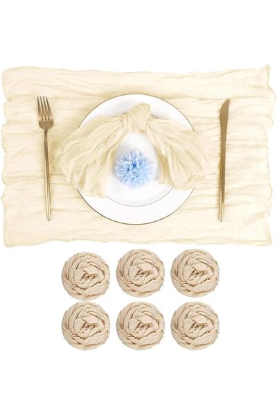 Arabest 6 قطع من مناديل القماش الشاش، مقاس 20×20 بوصة، مناديل طاولة العشاء ال...