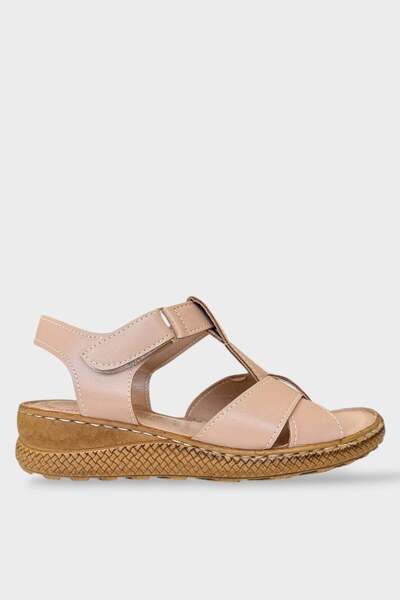 Liger Orthopedic Sole Comfortable Velcro Women's Sandals Beige