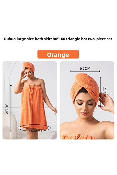 OrientC Plus Size Sexy Bath Towel Set with Hair Cap Bathrobe Ultra Absorbent ...