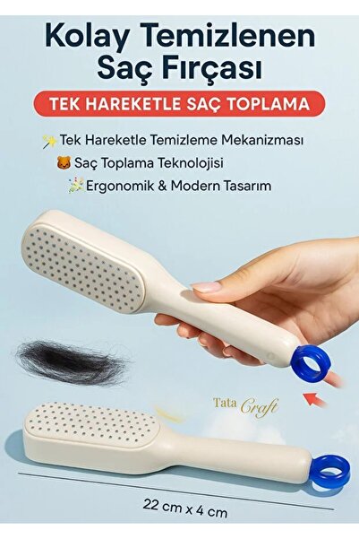 TATA CRAFT Kolay Temizlenen Beyaz Saç Fırçası Anti-Statik Kendi Kendini Temiz...