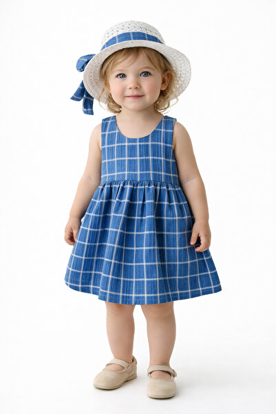 Chicsy Baby Sweet Baby Girl Plaid Style Dress with Hat and Bow Detail, Summer...