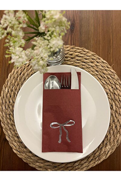 kidspartim مناديل فضية مذهبة بلون الكرز مع جيوب على شكل كنغر وشريط فيونكة، 12...