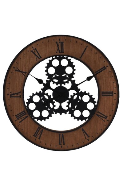 Loft Ceas de perete, Loft, Angrenaje, Metal, Negru, 57 cm