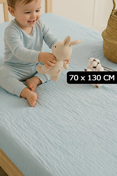 Soho Organics Muslin Elastic Sheet - 70X130 cm |   Bed Height 10-15 cm |   10...