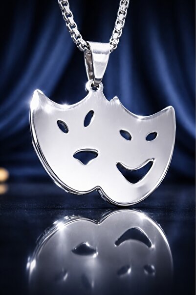 voyageaccessory Stainless Steel Comedy & Tragedy Theater Mask Pendant