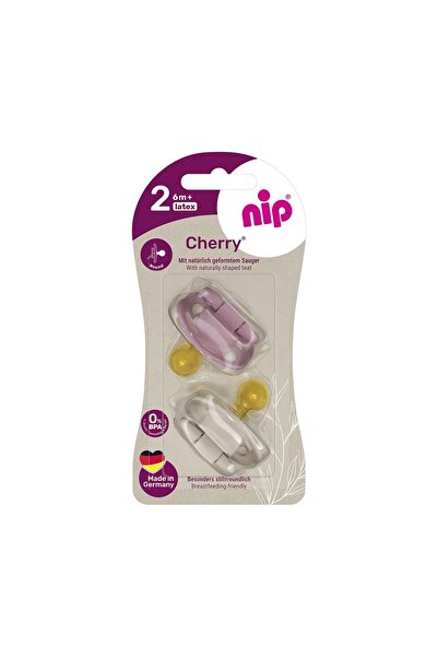 Evelise Set 2 suzete Nip Cherry Girl cu tetina rotunda din latex , 6+ luni, n...