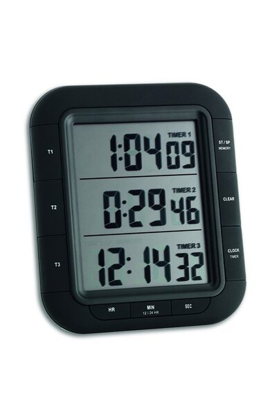 Evelise Τριπλός ψηφιακός χρονομετρητής και χρονόμετρο στοπ, με ταυτόχρονη λει...