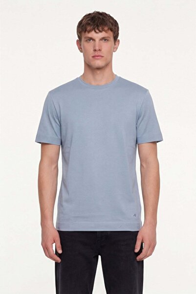 Sabri Özel Men's gray regular fit 100% cotton basic t-shirt